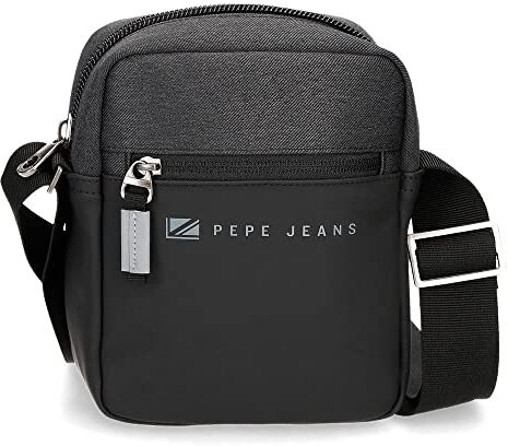 Pepe Jeans Jarvis, Borsa a Tracolla per Uomo, Nero, 15 x 19,5 x 6 cm