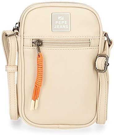 Pepe Jeans Bea Borsa a Spalla Porta Cellulare Beige 11x17,5x2,5 cm Pelle Sintetica