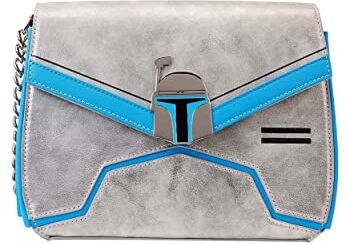 Loungefly Cross Body Bag Jango Fett Chain Strap Nuovo Ufficiale Star Wars Grigio