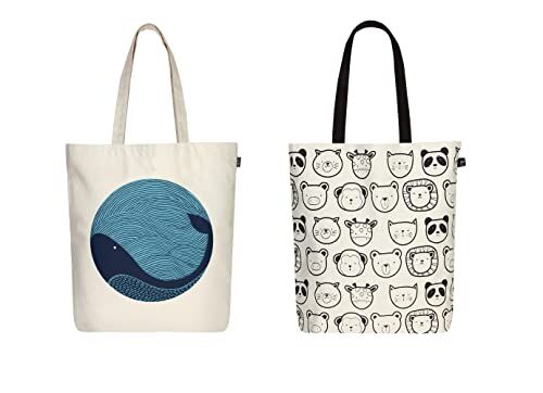 Eco Right Aesthetic Canvas Tote Bags for Women, Reusable Tote Bag with Zip, Ideal for Grocery, Shopping, Travel, School