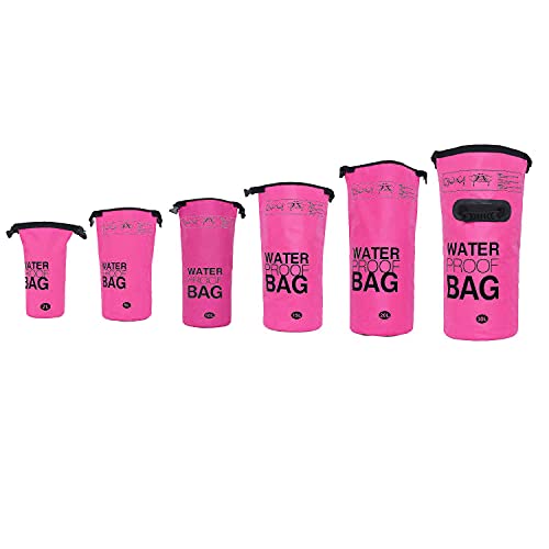 DonDon Dry Bag Borsa Impermeabile da 2l, 5l, 10l, 15l, 20l, 30l con Tracolla Rosa Fucsia 2 Litri