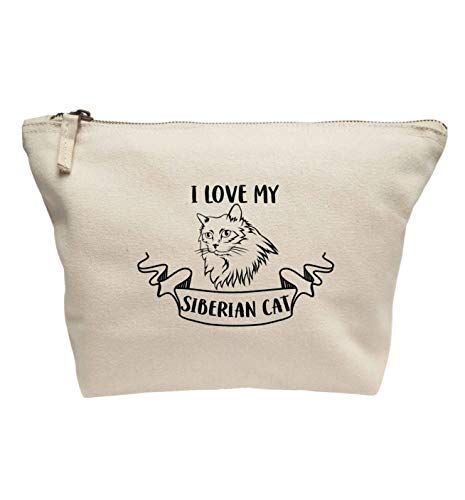 Creative Flox Borsa per trucco creativa, motivo: "I Love My Siberian Cat Natural