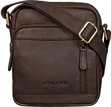 STILORD 'Zac' Tracolla Uomo Piccola in Pelle Vera Borsello Vintage Borsa per Moto in Cuoio Messenger bag Marrone, Colore:marrone scuro pallido