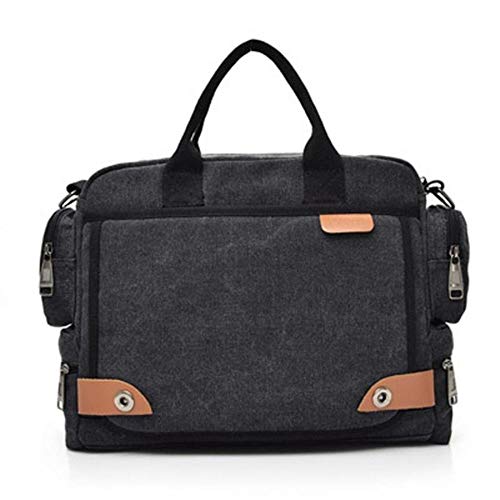 YUANYOULI La Cartella degli Uomini Uomini Valigetta Portatile Canvas Messenger Bag Spalla Sling Bag Valigetta Sacchetto Impermeabile Multifunzionale, Leggero,Nero