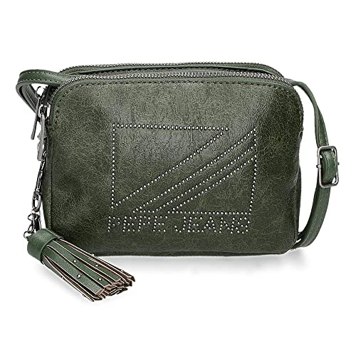 Pepe Jeans Donna Borsa a tracolla Due scomparti Verde 19x13x3 cm Pelle sintetica, Verde, Borsa a tracolla a due scomparti