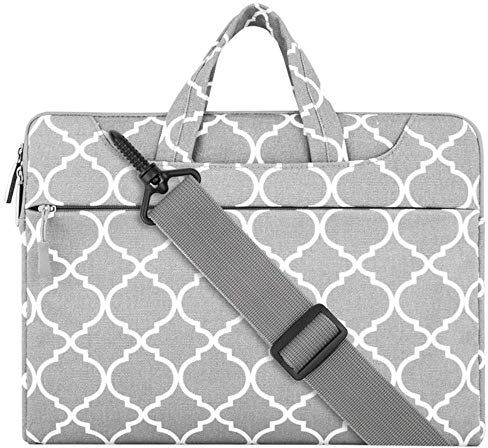 YUANYOULI Uomo Donna Rettangolo Cartella Borsa Tracolla Schermo Disegno Geometrico Business Travel, Acqua Multifunzionale Impermeabile, Luce,Grigio