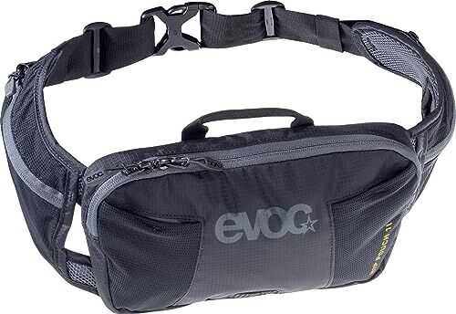 EVOC HIP POUCH 1 Marsupio Marsupio per escursioni in bicicletta e sentieri (capacità 1l, AIR PAD SYSTEM per un comfort ottimale, 2 tasche per la cintura, 2 tasche aggiuntive), Nero