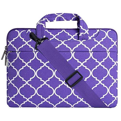 YUANYOULI Uomo Donna Rettangolo Cartella Borsa Tracolla Schermo Disegno Geometrico Business Travel, Acqua Multifunzionale Impermeabile, Luce,Porpora