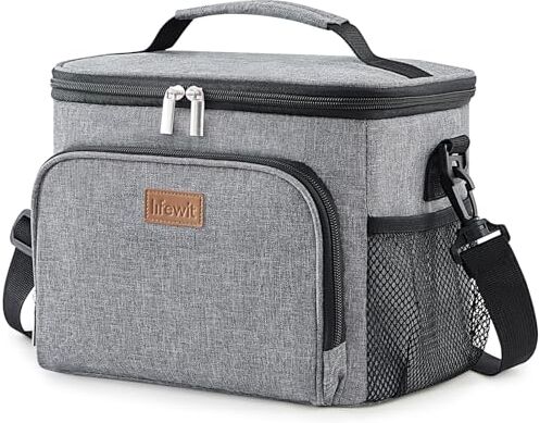 Lifewit Borsa Termica Porta Pranzo,Borsa Frigo Riutilizzabile per Uomo Donna, Borsa Porta Pranzo Portatile Congelabile a Prova di Perdite con Tracolla Regolabile per Lavoro/Picnic, Grigio 15L