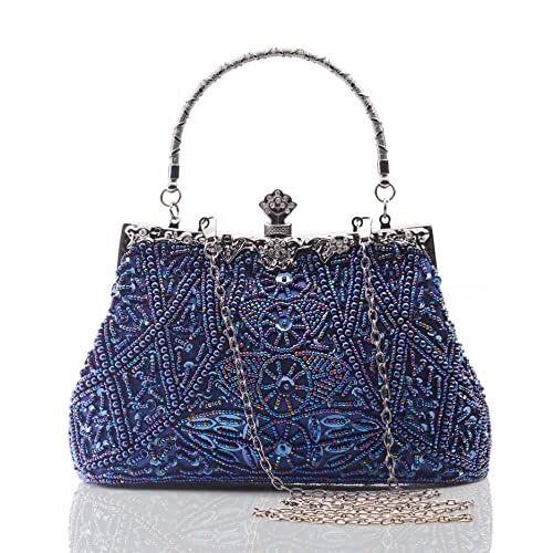 BABEYOND Coucoland Vintage Pearl Bag anni '20 Flapper Pochette Pochette Glitter paillettes Pochette per le Donne Roaring 20s Sera Pochette Perline Gatsby Costume Accessori Festa di nozze, Blu