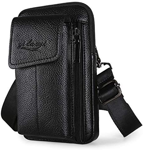 Burlife Marsupio in Pelle per Cellulare, Borsa a Tracolla da Uomo per Cellulare, 6.5" Piccolo Borsello Donna Borsa a Mano per Telefono Uomo Marsupio Sportivo Borsetta Borsa a Spalla Clip Cintura con Cinturino