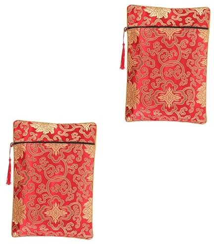 Healvian 2 Pz Cartella in Stile Cinese Fornitura Domestica Borsa Di Broccato Sacchetto Per Avvolgere Il Libro Sacro Buste Delle Scritture Busta Di Fascicolo Borsa Della Spesa Cotone Regalo