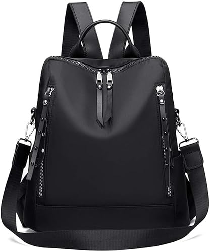CROKZ Borsa zaino convertibile in nylon moda Borsa a tracolla casual antifurto e borse di design, media nera/380 (Color : Black)