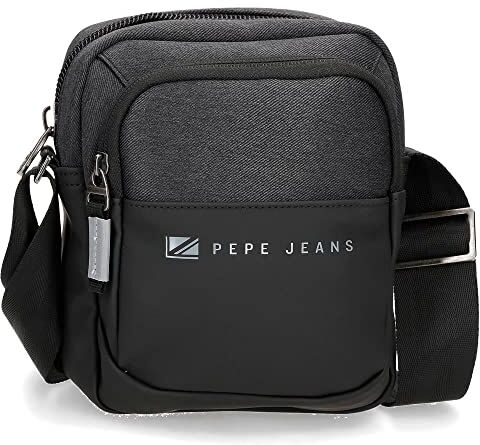 Pepe Jeans Jarvis, Equipaje Bolsa De Mensajero Hombre, Negro, 15x19.5x6 Cms