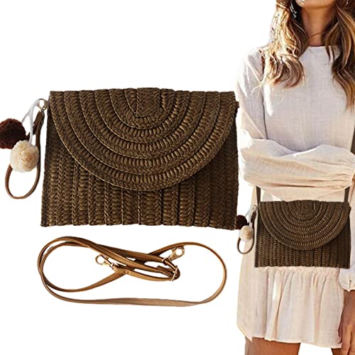 AIYING Borsa di paglia da donna   Borse da donna Borsa Pochette in rattan intrecciato a mano con processo di tessitura per viaggi, telefoni cellulari