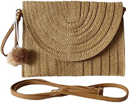 Novent Borsa da spiaggia in paglia, Borsa da donna in rattan da spiaggia, Pochette in rattan intrecciato a mano con processo di tessitura per portafogli, shopping, telefoni cellulari