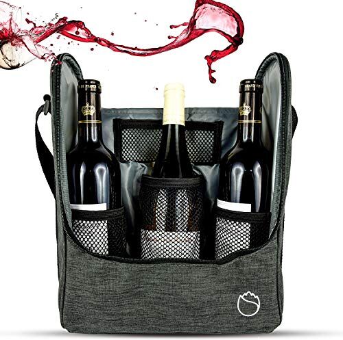 Freshore Insulated Wine Carrier Borsa da 6 bottiglie Tote Borsa da viaggio imbottita portatile da viaggio imbottita tracolla regolabile (Energy Blue)