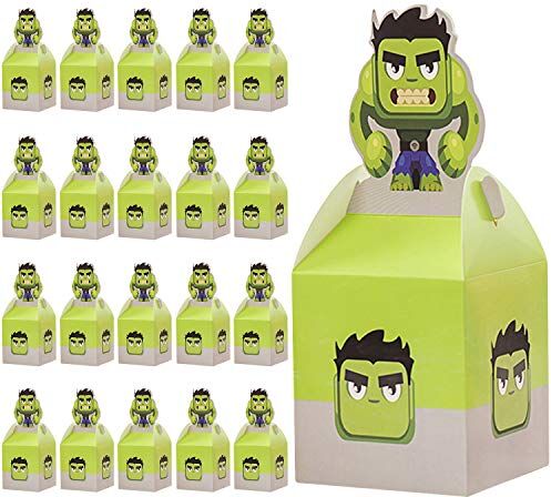 Qemsele Scatole Borse Festa per Bambini, 20 PCS Scatole Caramelle scatole di Regalo Borse Sacca Sacchettini del per Tema Riutilizzabile Festa di Compleanno Bambini bomboniare Sacchetto Festa (Hulk)