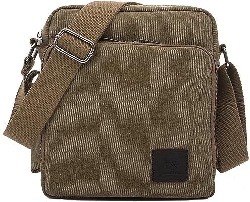 Outreo Borsa Tracolla Uomo Borse da Spalla di Tela Canvas Messenger Bag Vintage Sacchetto di Tablet Piccolo Borsello per Studenti Scuola università Tasche Viaggio Outdoor Sport Tasca