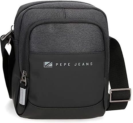 Pepe Jeans Jarvis Tracolla media nero 17 x 22 x 8 cm Poliestere con dettagli in finta pelle