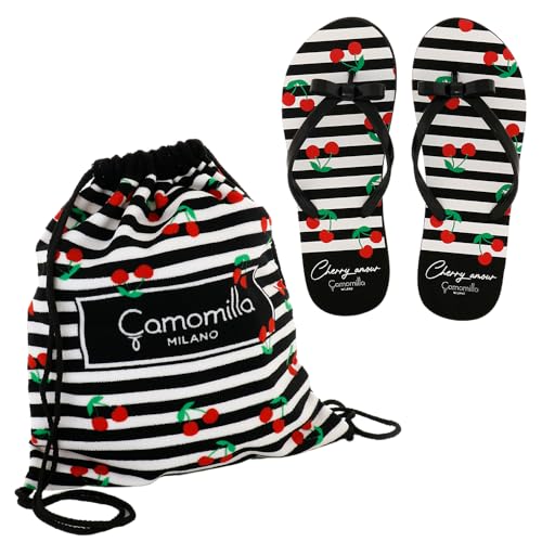 Camomilla Milano Set Sacca Mare Donna + Infradito taglia M, Collezione Cherry, Colore Nero