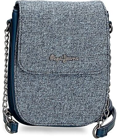 Pepe Jeans Maddie Borsa da corriere Blu 13,5 x 17,5 cm Poliestere con Dettagli in finta pelle, blu, Bandolera Portamóvil, Borsa a tracolla per cellulare