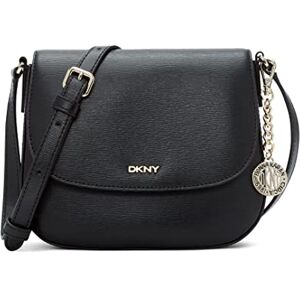 DKNY Bryant Park Small Leather Saddle Crossbody Bag, Donna, Nero/Oro, Taglia Unica DKNY Bryant Park Small Leather Saddle Crossbody Bag, Donna, Nero/Oro, Taglia Unica