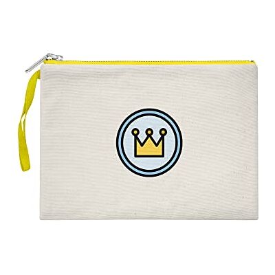 Basics , Pochette da donna con stampa digitale, tessuto gabardine, stile quotidiano, beige, giallo, manico e chiusura lampo, taglia: L Basics , Pochette da donna con stampa digitale, tessuto gabardine, stile quotidiano, beige, giallo, manico e chiusura lampo, taglia: L
