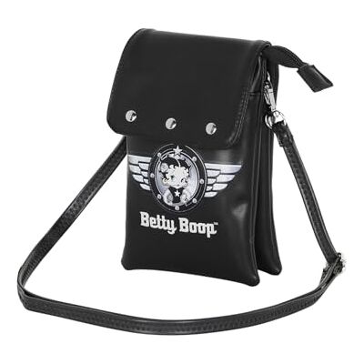 Betty Boop Motor Love-Borsa Porta Cellulare, Nero, 12 x 20 cm Betty Boop Motor Love-Borsa Porta Cellulare, Nero, 12 x 20 cm