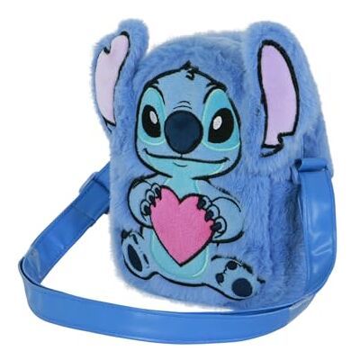 Disney Lilo e Stitch Heart-Borsa a Tracolla Quadrata Plush, Blu Disney Lilo e Stitch Heart-Borsa a Tracolla Quadrata Plush, Blu