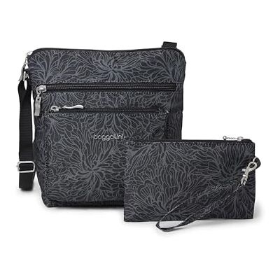Baggallini Borsa a Tracolla con Tasche, Borse Donna, Midnight Blossom, Taglia Unica Baggallini Borsa a Tracolla con Tasche, Borse Donna, Midnight Blossom, Taglia Unica