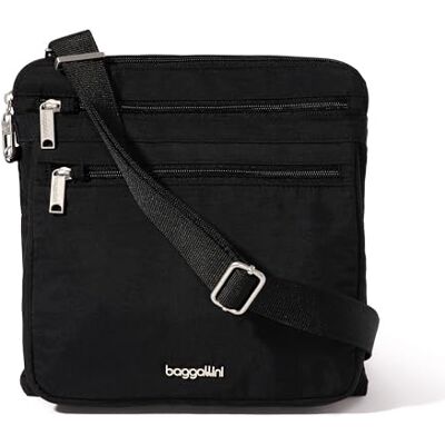 Baggallini Securtex Borsa a tracolla grande antifurto, nero, Taglia unica Baggallini Securtex Borsa a tracolla grande antifurto, nero, Taglia unica