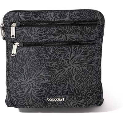 Baggallini Securtex Borsa a tracolla grande antifurto, Stampa Fiori di Mezzanotte, Taglia unica Baggallini Securtex Borsa a tracolla grande antifurto, Stampa Fiori di Mezzanotte, Taglia unica