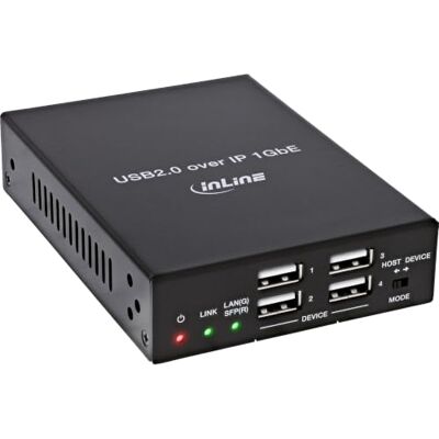 InLine USB 2.0 Host/Device Extender Over IP, RJ45, SFP, Dispositivo Singolo USB 2.0 fino a 480 Mb/s tramite IP, RJ45 o SFP, host o dispositivo commutabile, PoE, dispositivo singolo InLine USB 2.0 Host/Device Extender Over IP, RJ45, SFP, Dispositivo Singolo USB 2.0 fino a 480 Mb/s tramite IP, RJ45 o SFP, host o dispositivo commutabile, PoE, dispositivo singolo