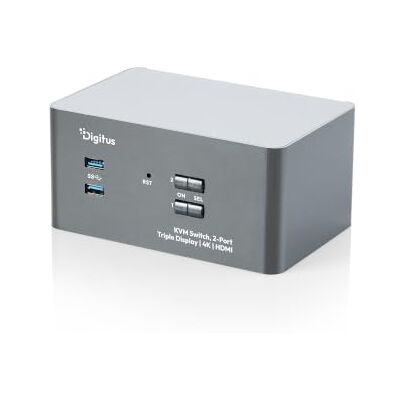 Digitus Switch KVM HDMI – 2 PC, 3 Monitor – 4K a 60 Hz – Triplo Display 2 porte USB 3.0 – 2 porte USB 2.0 per mouse e tastiera – tasto di scelta rapida – 4 ingressi DP e 2 ingressi HDMI – audio Digitus Switch KVM HDMI – 2 PC, 3 Monitor – 4K a 60 Hz – Triplo Display 2 porte USB 3.0 – 2 porte USB 2.0 per mouse e tastiera – tasto di scelta rapida – 4 ingressi DP e 2 ingressi HDMI – audio