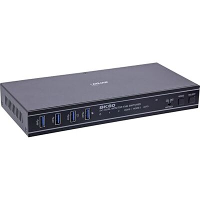 InLine KVM 57885H Switch a 2 ingressi HDMI 2.1 Dual Monitor 8K 60Hz 4K 120Hz HDR USB 3.2 Hub Commutatore Hotkey Tasto IR RS-232 Plug & Play Nero InLine KVM 57885H Switch a 2 ingressi HDMI 2.1 Dual Monitor 8K 60Hz 4K 120Hz HDR USB 3.2 Hub Commutatore Hotkey Tasto IR RS-232 Plug & Play Nero