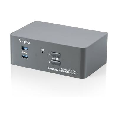 Digitus Switch KVM HDMI – 2 PC, 2 Monitor – 4K 60 Hz – Doppio Display 2 porte USB 3.0 – 2 porte USB 2.0 per mouse e tastiera – tasto di scelta rapida – 2 ingressi DP e 2 ingressi HDMI – audio Digitus Switch KVM HDMI – 2 PC, 2 Monitor – 4K 60 Hz – Doppio Display 2 porte USB 3.0 – 2 porte USB 2.0 per mouse e tastiera – tasto di scelta rapida – 2 ingressi DP e 2 ingressi HDMI – audio
