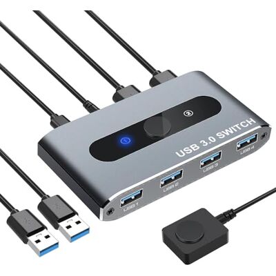 Techly 367980 Switch USB 3.0 per 2 PC in 4 out Silver Techly 367980 Switch USB 3.0 per 2 PC in 4 out Silver