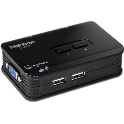 TRENDnet , TK-207K, Switch KVM USB a 2 porte, controlla due computer con un set di controlli della console, risoluzione 2048 x 1536 TRENDnet , TK-207K, Switch KVM USB a 2 porte, controlla due computer con un set di controlli della console, risoluzione 2048 x 1536
