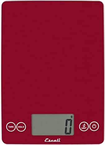 Escali R2 Bilancia Cucina Digitale Arti Bilancia da Cucina, Perfetta per Ufficio, Pasticceria, Hobby Capacità Massima di 7 kg Rosso Rio, 23 x 16,5 x 2 cm