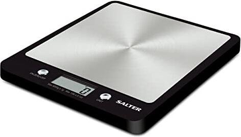 Salter Bilancia da cucina dal design sottile, bilancia da cucina digitale di precisione, display LCD, Funzione Aggiungi & pesa, Garanzia 15 anni, Acciaio Inox