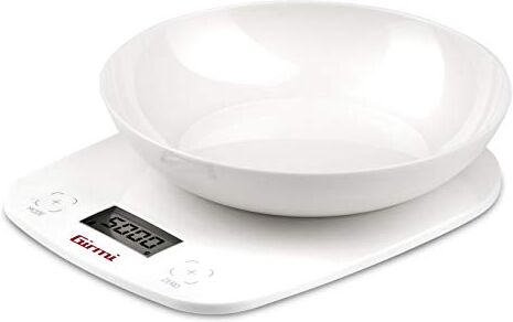 Girmi PS01 Bilancia da Cucina, Plastica, 1 gr/ 5kg, Display LCD 45 x 22mm, Autospegnimento, mFunzione TARA, Bianco