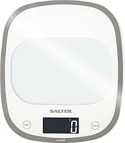 Salter bilancia da cucina digitale di precisione, design sottile, pesa cucina, display LCD di facile lettura, bilancia da cucina digitale piccola, bianco