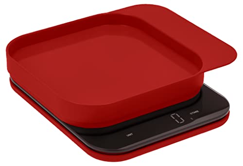 Rosti Mensura Bilancia da cucina digitale con ciotola e funzione tara, peso massimo 10 kg, 16,5 x 20,3 x 3,5 cm, colore: Rosso