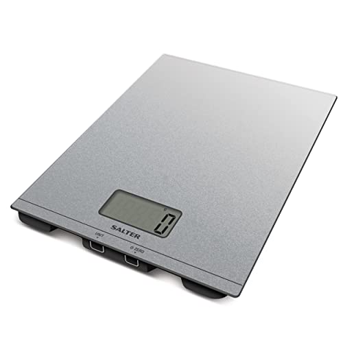 Salter bilancia elettronica digitale da cucina, add & weigh, grande piattaforma sottile, misura liquidi, bilancia da cucina, cottura, pesata cucina argento glitter