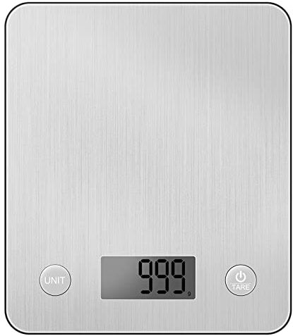 FiveFine Bilancia da Cucina Digitale Con Funzione Peso Tara Bilancia Alimenti Elettronica Multifunzione con Display LCD per Pesare Cibo Liquidi Fino a 5 kg / 11 lbs