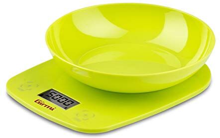 Girmi Bilancia da Cucina, Plastica, 1 gr/ 5kg, Display LCD 45 x 22mm, Autospegnimento, Funzione TARA, Verde