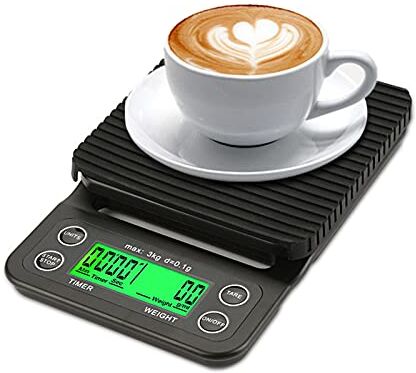 yaogohua Bilancia da Caffè Digitale Per Caffettiera da Versare, 3 Kg 0,1 G LCD Ad Alta Precisione Bilancia Elettronica da Caffè a Goccia Bilancia da Cucina Bilancia da Cucina