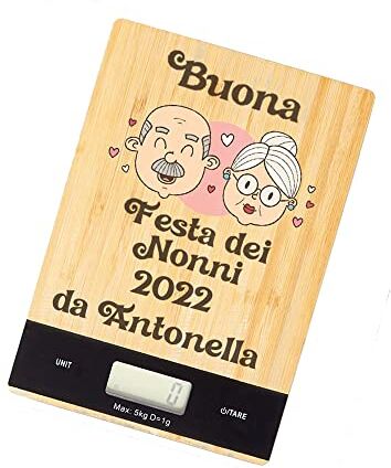 Generico Bilancia Da Cucina Personalizzata Idea Regalo Festa dei Nonni per pesare gli ingredienti fino a 5kg Cucina Cibo Mamma Nonna Nonno Natale Compleanno Pranzo Cena Dieta precisa elettronica Display LCD 8