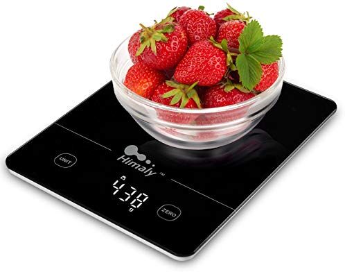 himaly Bilancia da Cucina, 5Kg/1g Bilancia Elettronica Digitale Alta Precisione Misurazione Display LED Multifunzione da Cucina e Acciaio Inossidabile Usato Come Sveglia